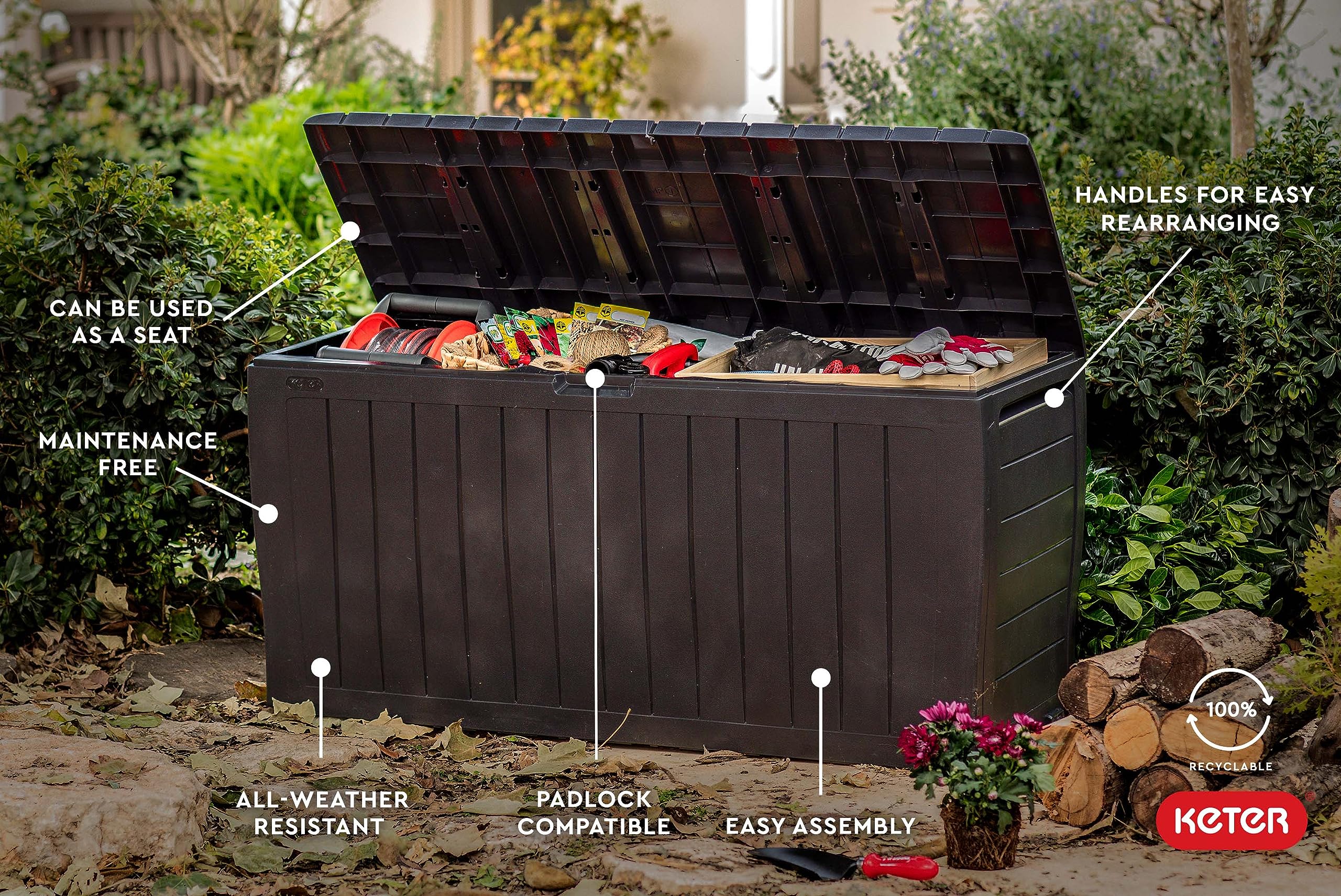 Keter Marvel Plus interior space ideal for cushions and tools.