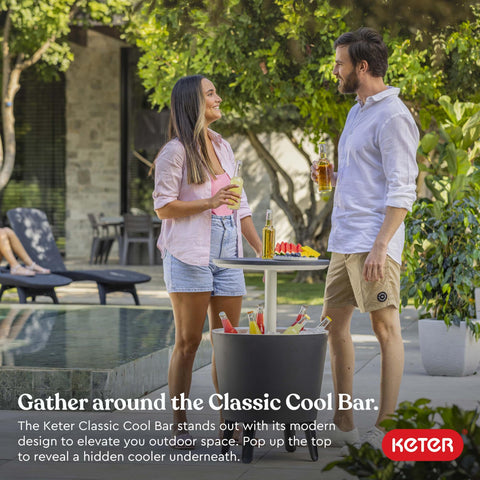 Keter Modern Cool Bar doubles as a coffee table for casual lounging.