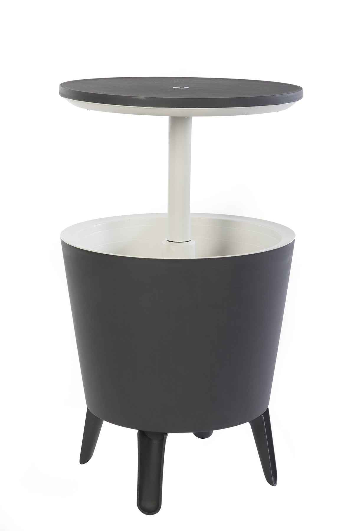Keter Modern Cool Bar outdoor bar table with drinks at reach during gatherings.