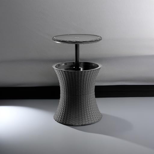 Keter Pacific Cool Bar hidden cooler keeps drinks cold outdoors.