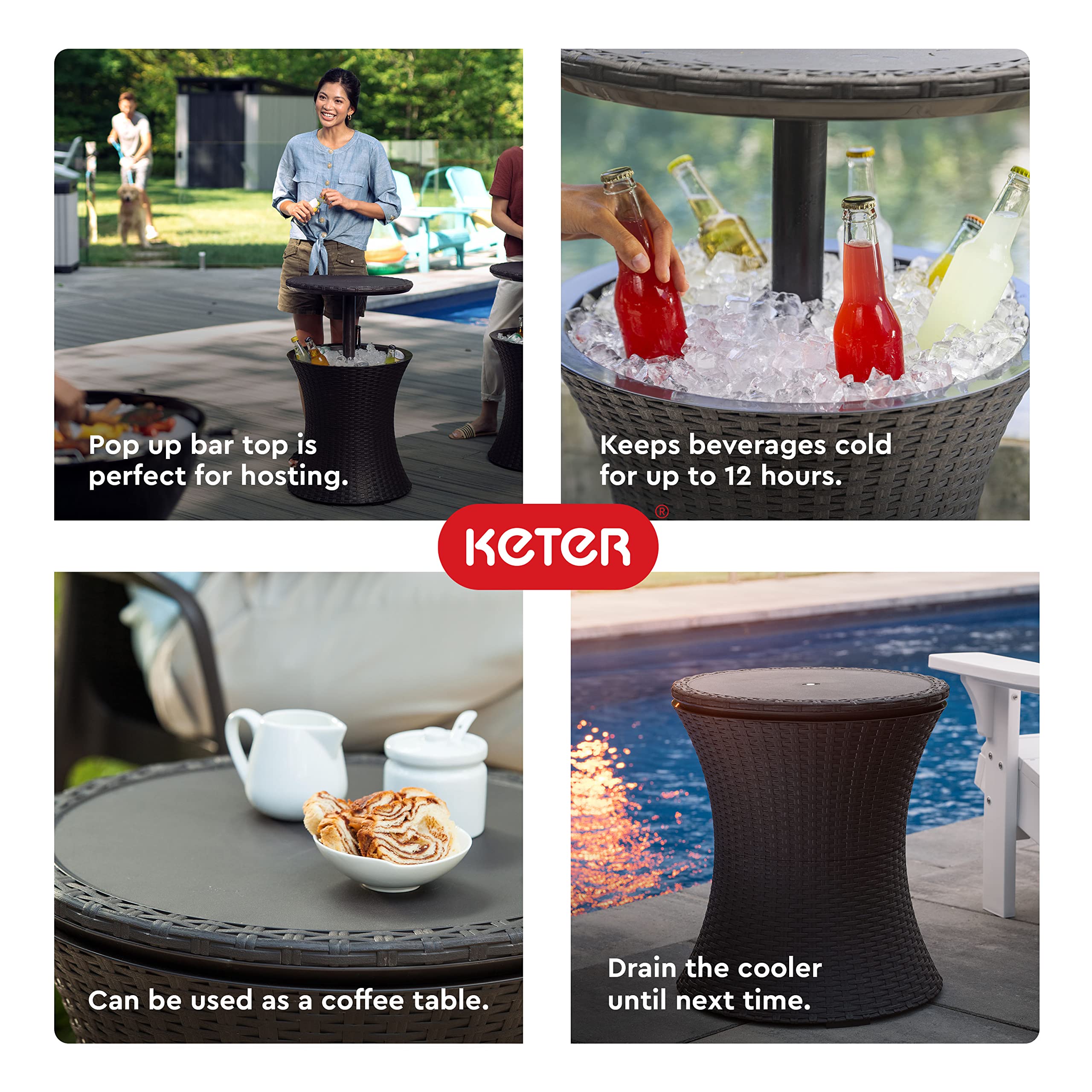 Keter Pacific Cool Bar sturdy engineered legs support the setup.