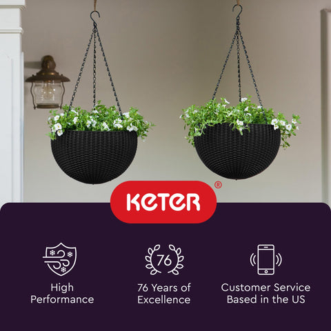 Keter resin planters resist fading and rust for year-round use