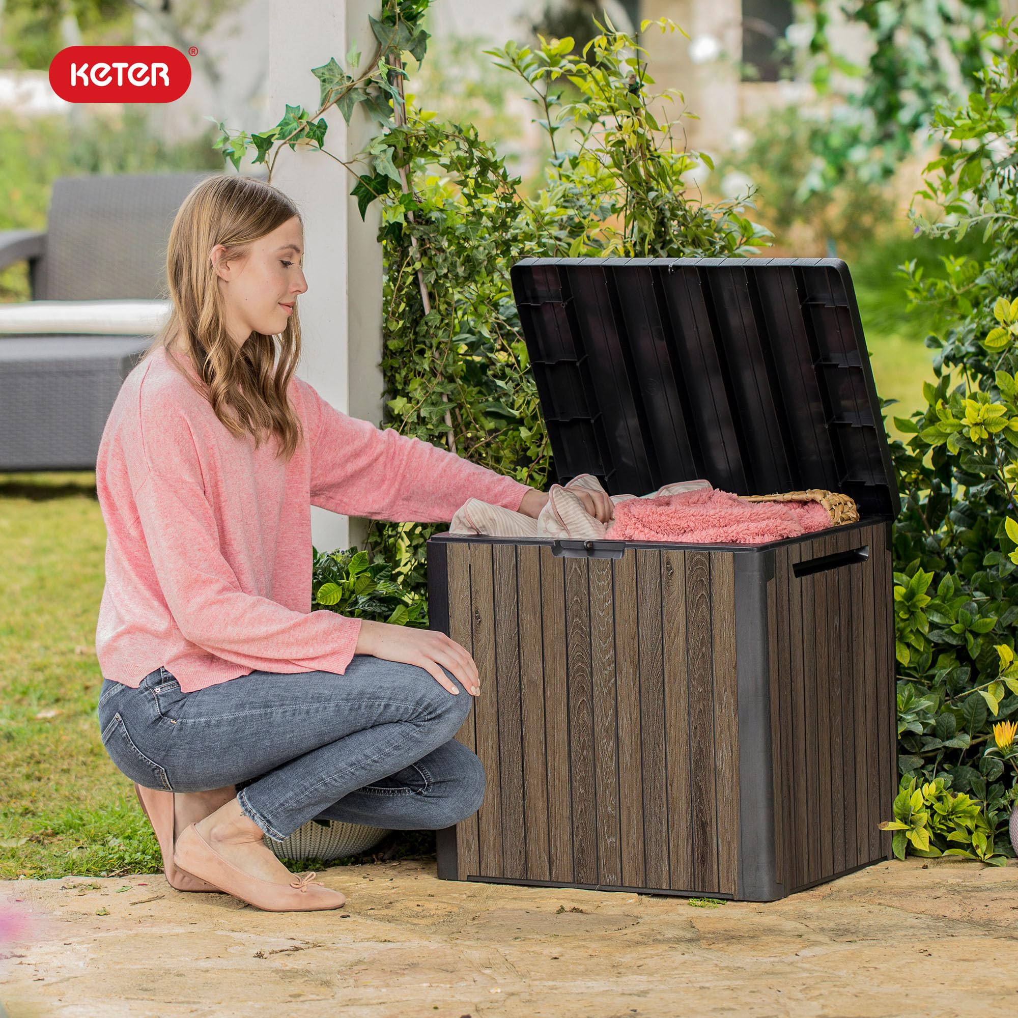 Keter Signature Everwood fits on compact balconies with 30 gallons of storage