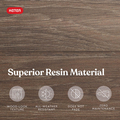 Keter Signature Everwood on a patio blends with décor and durability.
