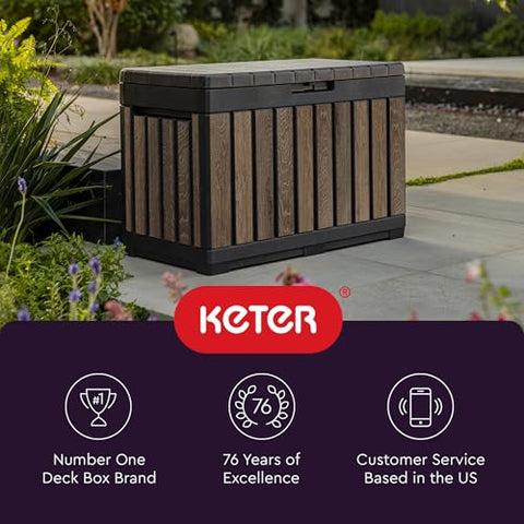 Keter Signature Everwood doubles as extra seating on small patios.