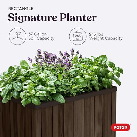 Keter Signature front porch decor with large modern planter style