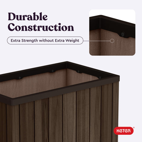 Keter Signature rosewood color complements patio and deck aesthetics