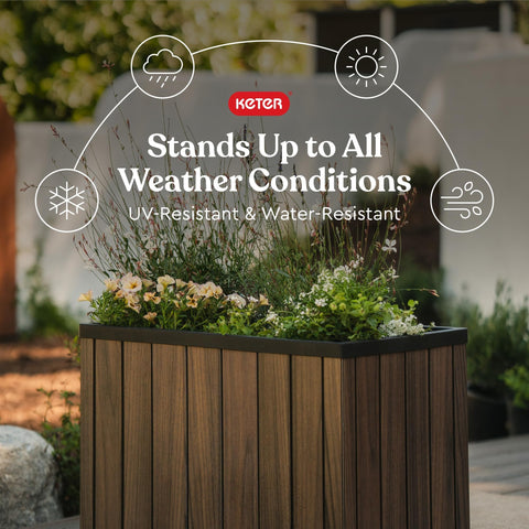 Keter Signature planter water reservoir design helps maintain consistent moisture