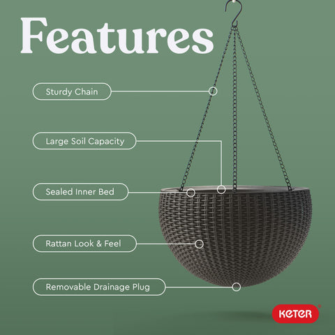Keter sturdy black chain hanger provides secure support for porch or patio use.