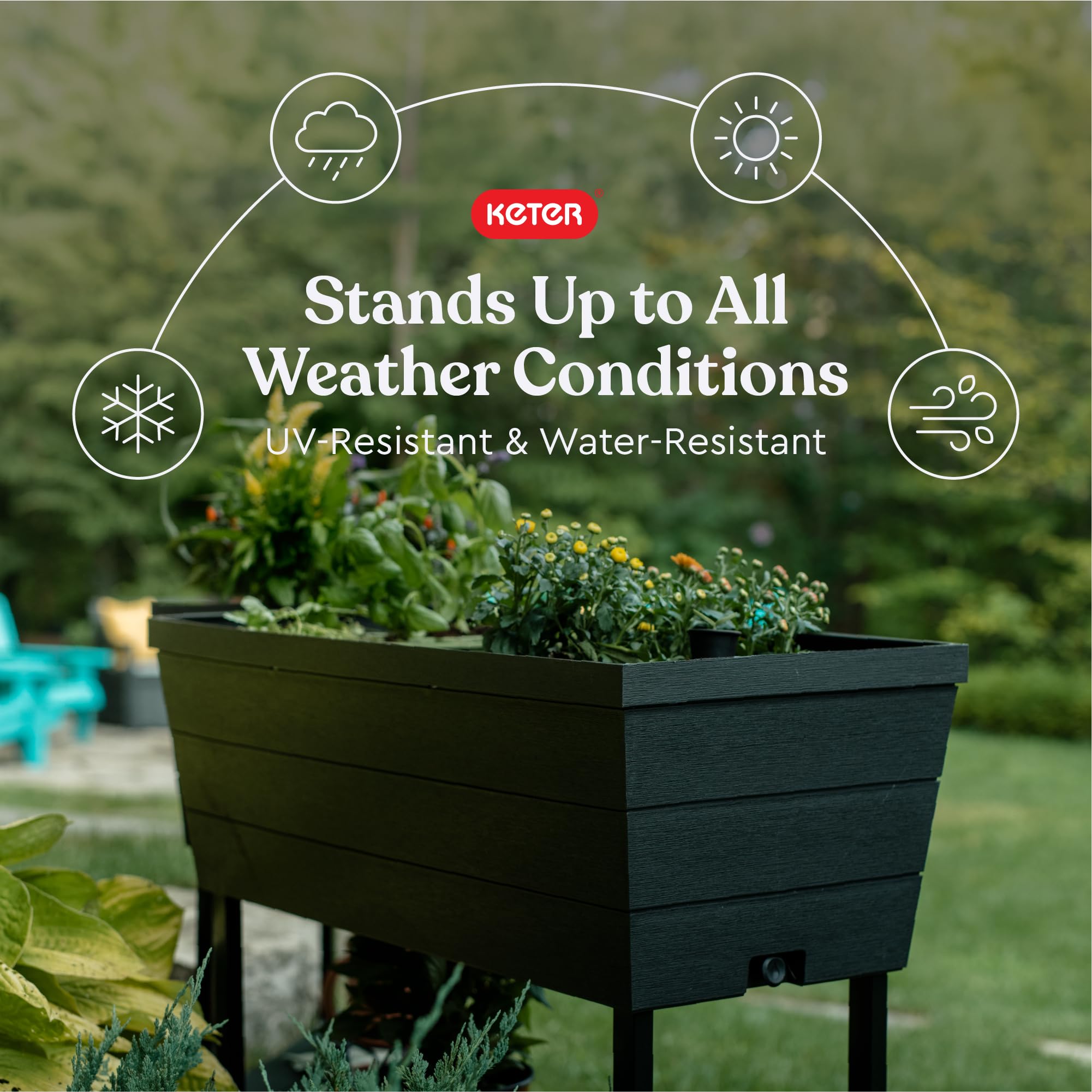 Keter Urban Bloomer drainage port enables customizable watering for roots