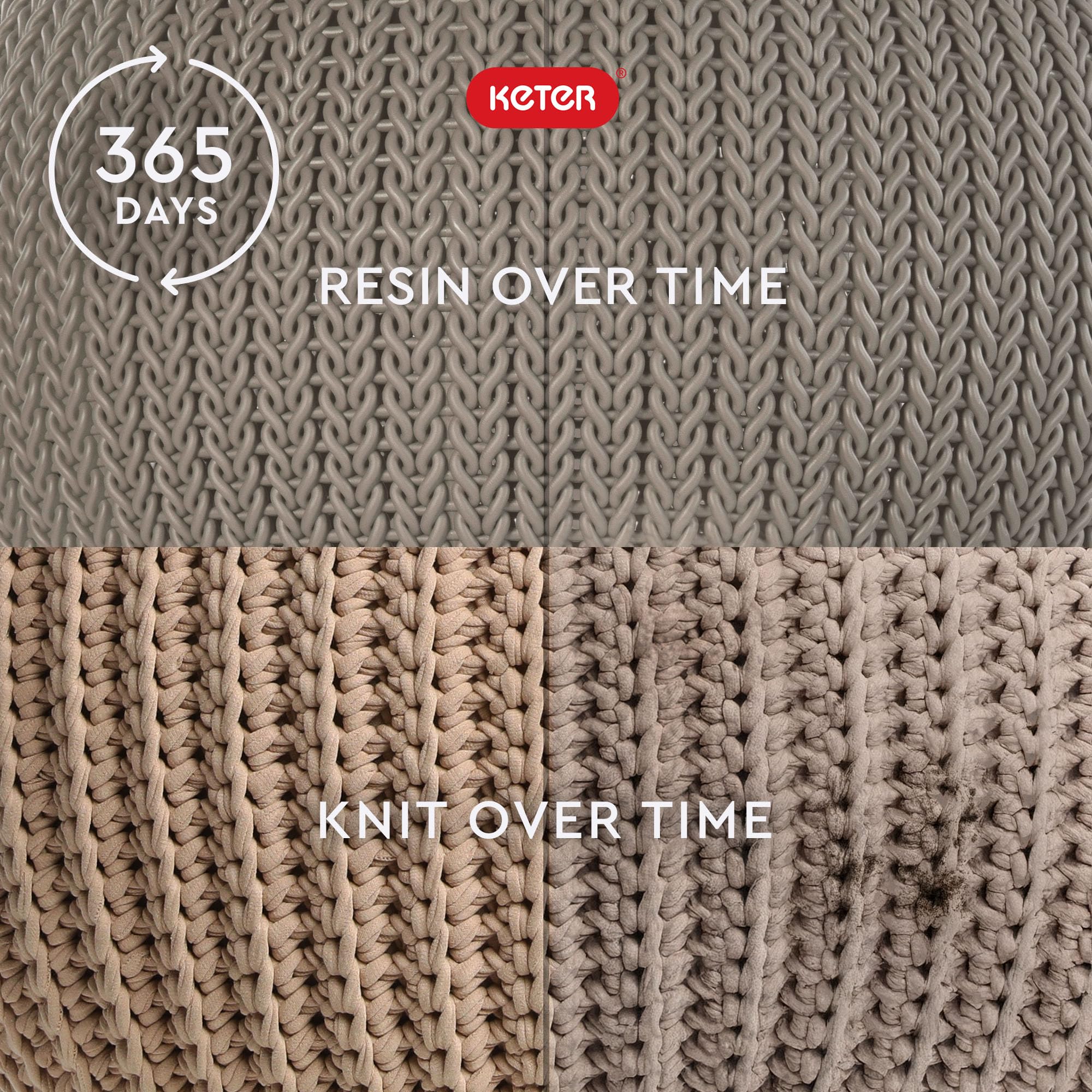 No-assembly setup for the Keter Urban Knit set.