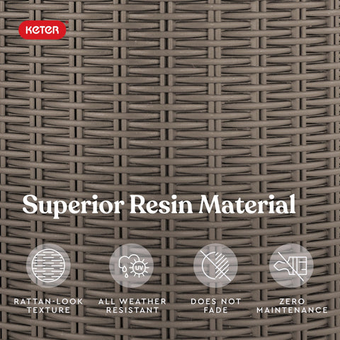 Keter weather-resistant resin resists peeling, fading, and rust for lasting appeal.