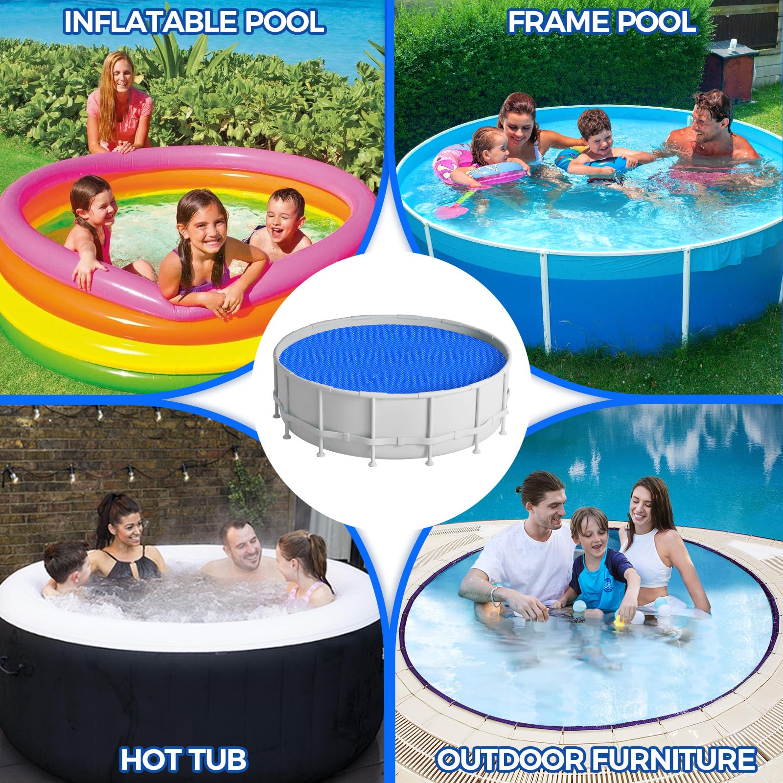 Ketnet 8ft round pool cover illustrating size options for markets