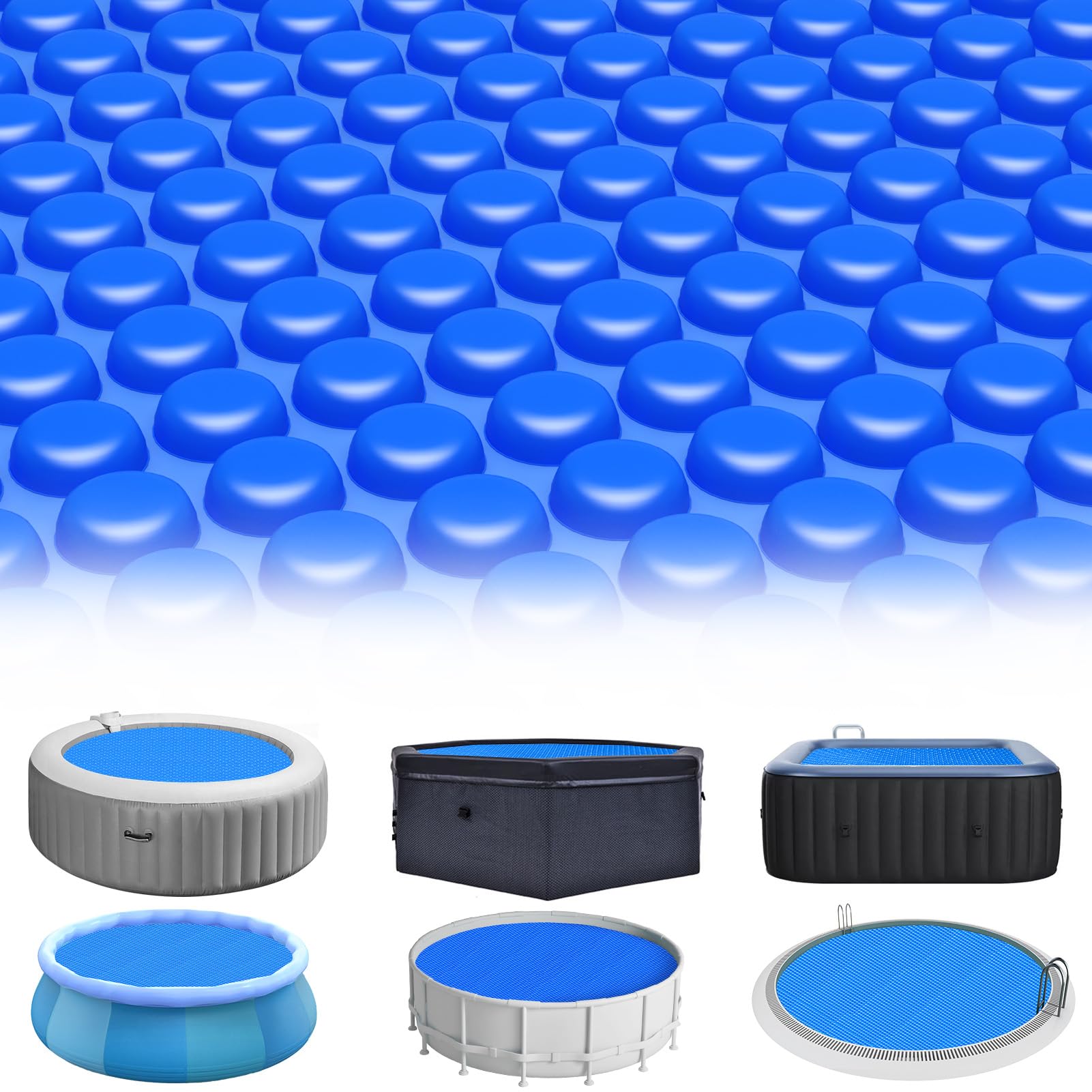 KETNET 8ft round solar pool cover on water surface preserves heat for longer swims