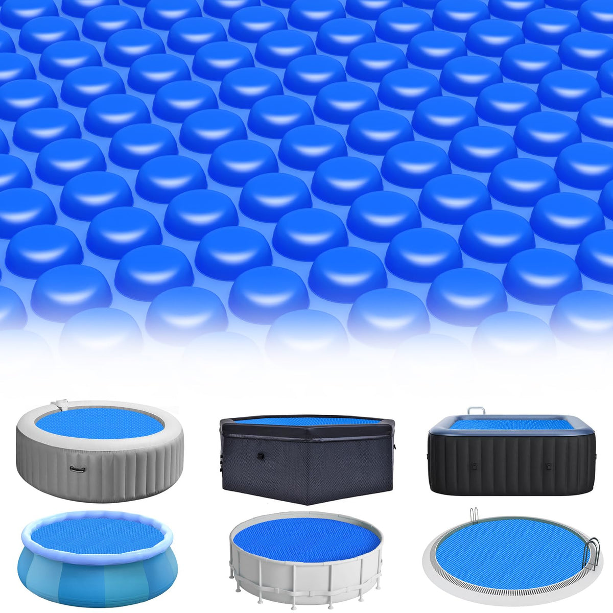 KETNET 8ft round solar pool cover on water surface preserves heat for longer swims