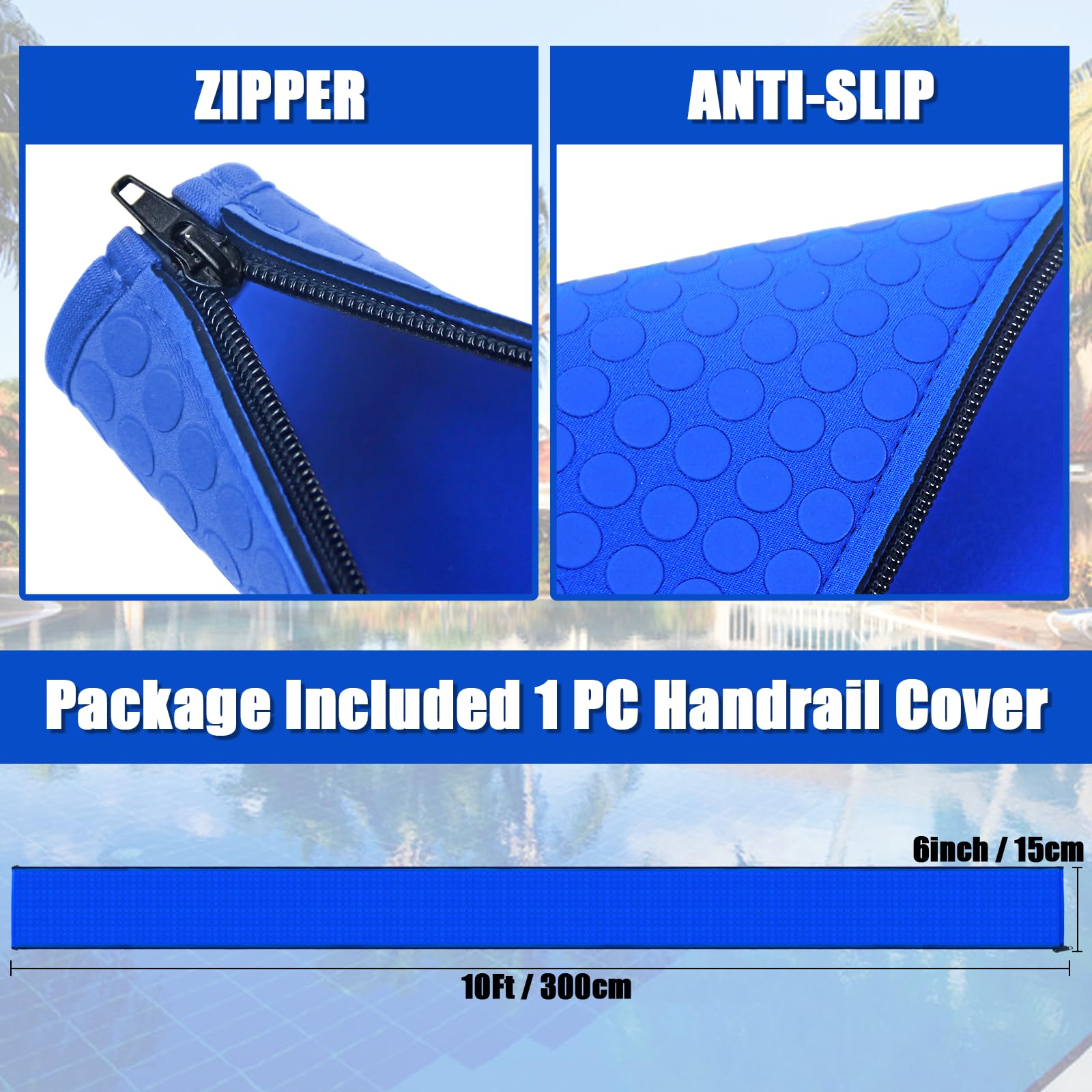 KETNET pool handrail cover 8ft blue universal fit on various rails