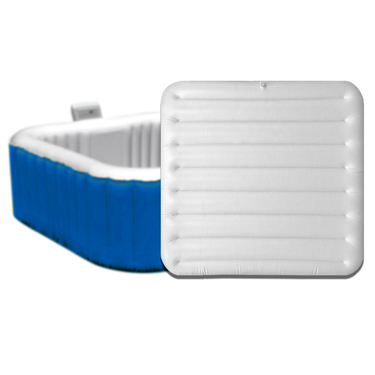 Ketofa inflatable hot tub cover on square top lid protecting spa from rain and debris