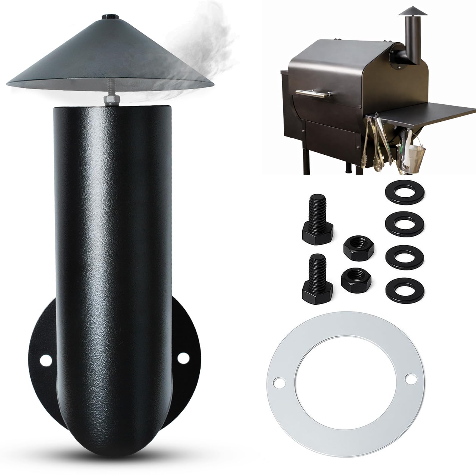 Ketofa pellet grill smoke stack for Pit Boss, Traeger, Camp Chef with durable steel build