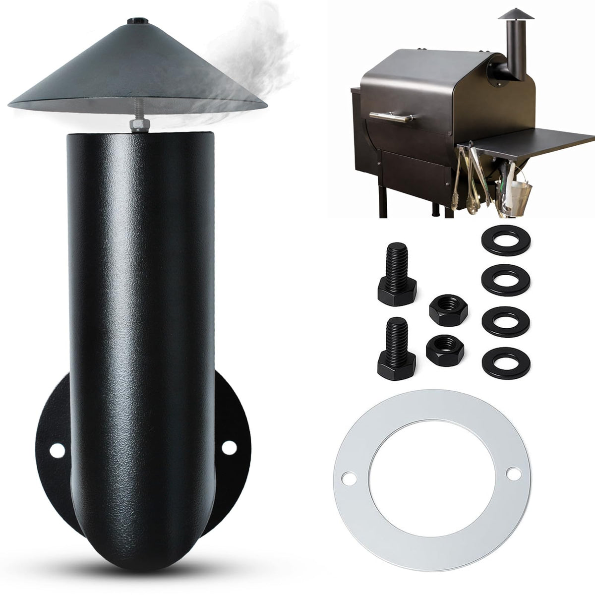 Ketofa pellet grill smoke stack for Pit Boss, Traeger, Camp Chef with durable steel build