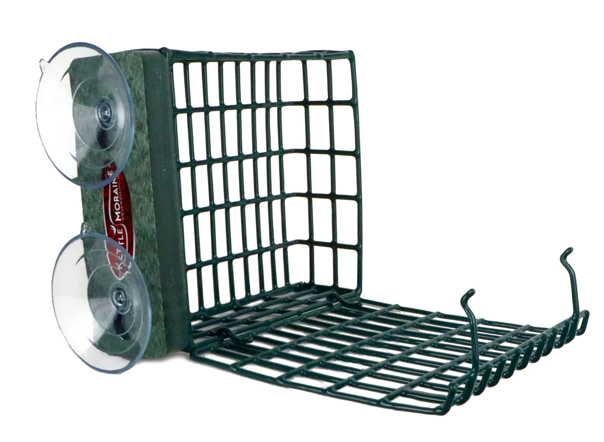 Kettle Moraine suet-cake-feeder-cage holds a standard cake for frequent visits