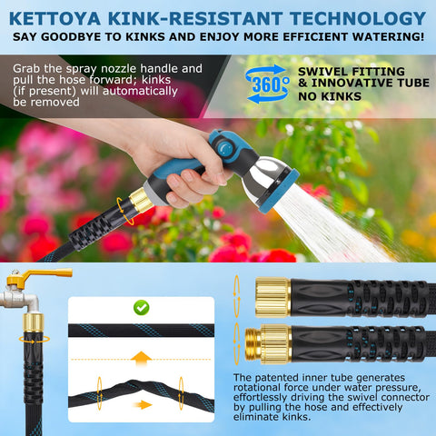 KETTOYA 10-function nozzle provides versatile watering options.