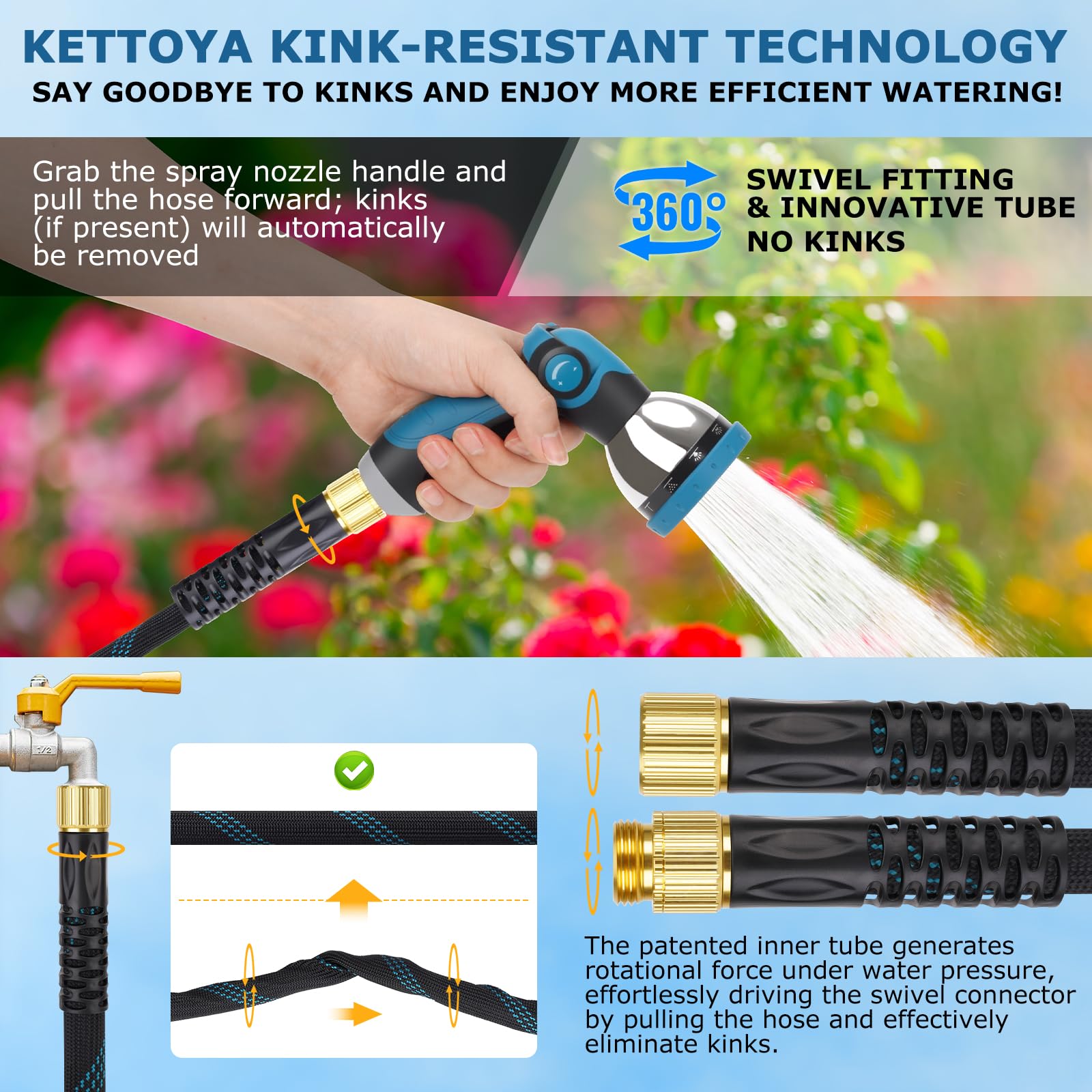 KETTOYA 10-function spray nozzle for versatile watering tasks.