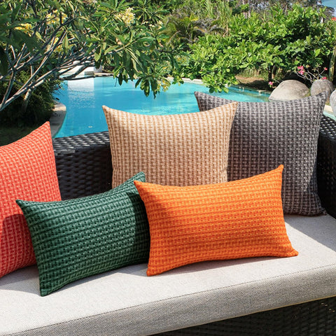Kevin Textile two-pack outdoor pillow covers for coordinated space styling.