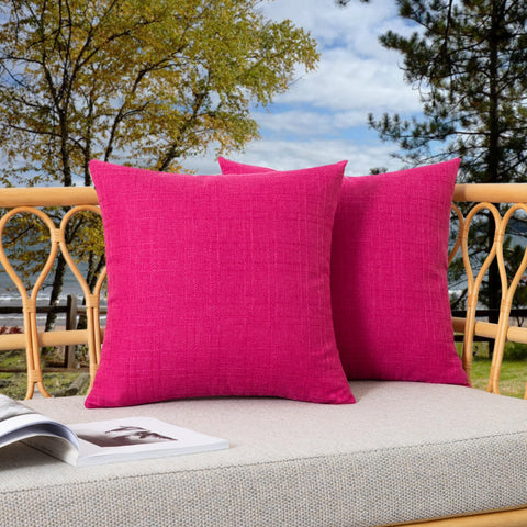 Kevin Textile Valentines 2-pack outdoor pillow cover hot pink 18x18 for patio decor, weather-ready