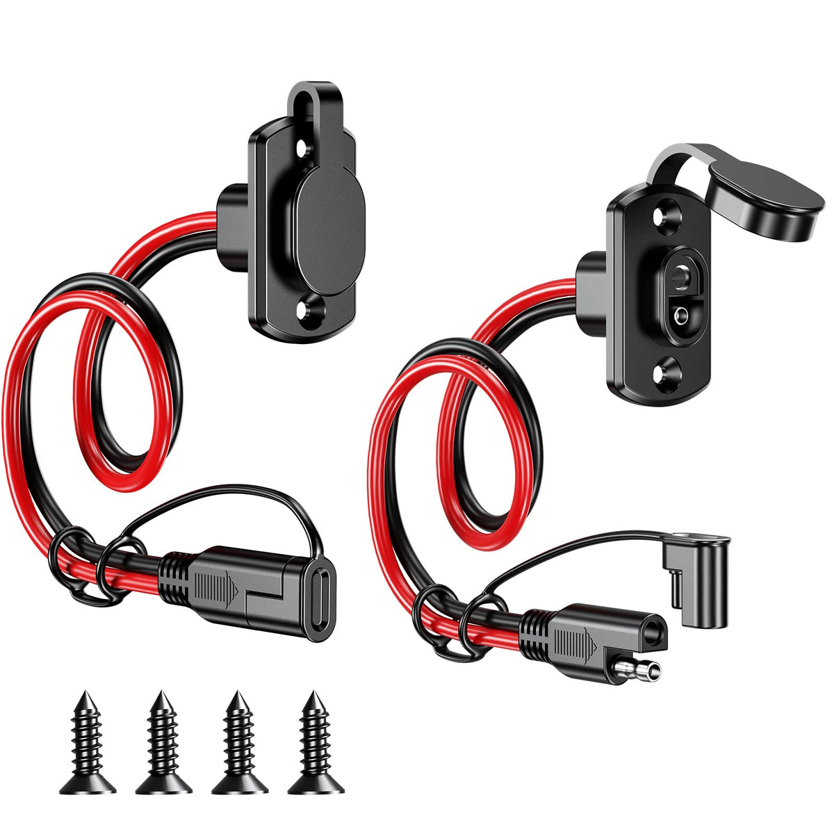 Kewig SAE quick connector showing the male-to-female link for 1ft extension and secure power flow