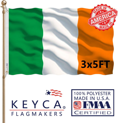 KEYCA Ireland flag 3x5 double-sided display with vibrant colors for home or office