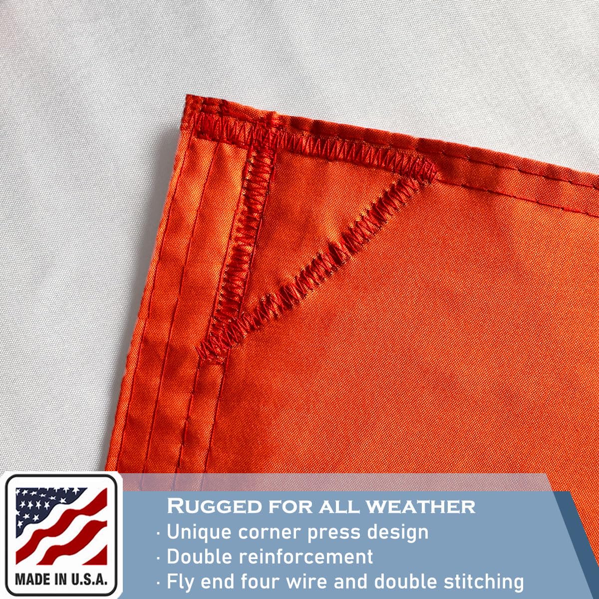 KEYCA outdoor-ready flag offers three-layer construction for double-sided visibility