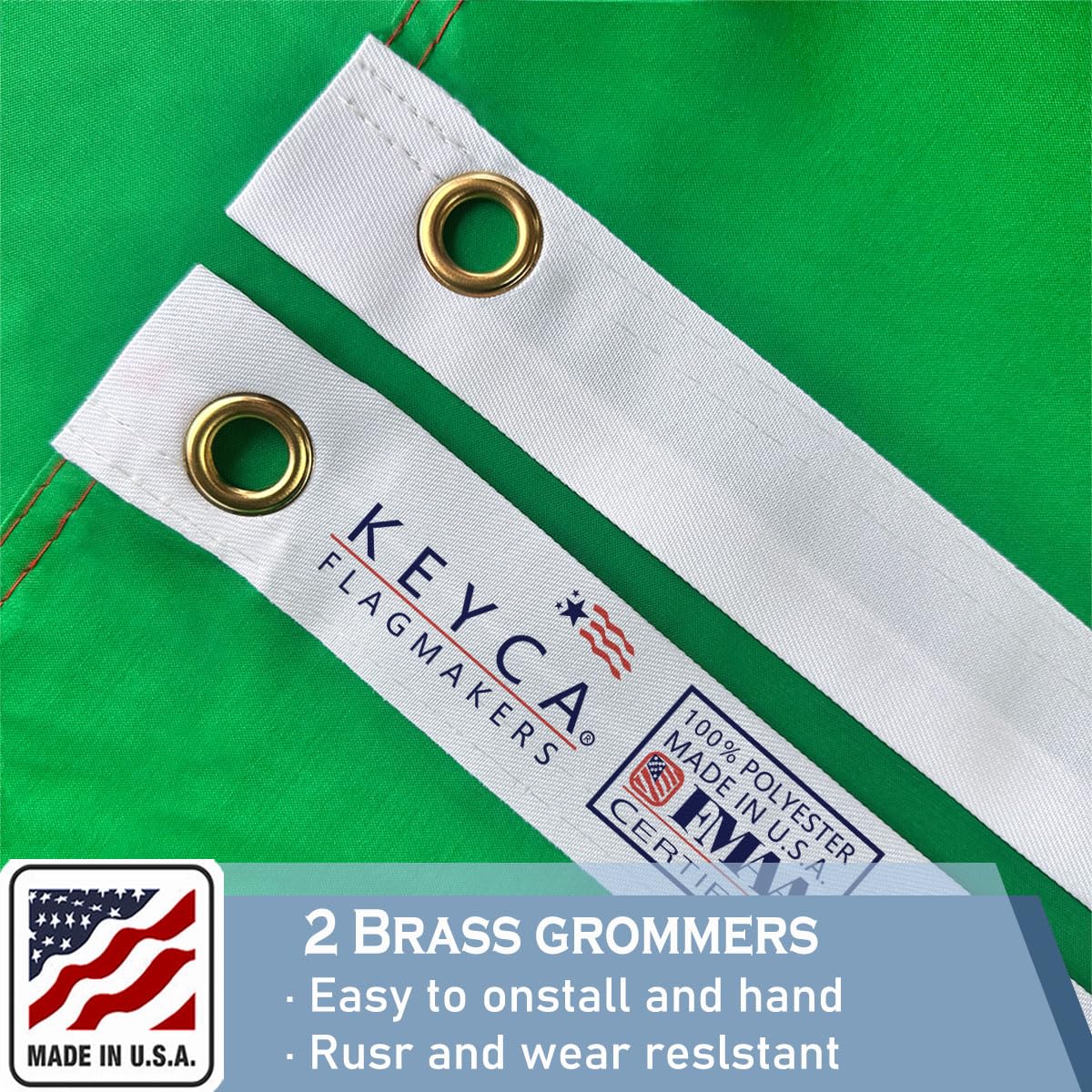 KEYCA flag tail quad-stitched for added strength in wind