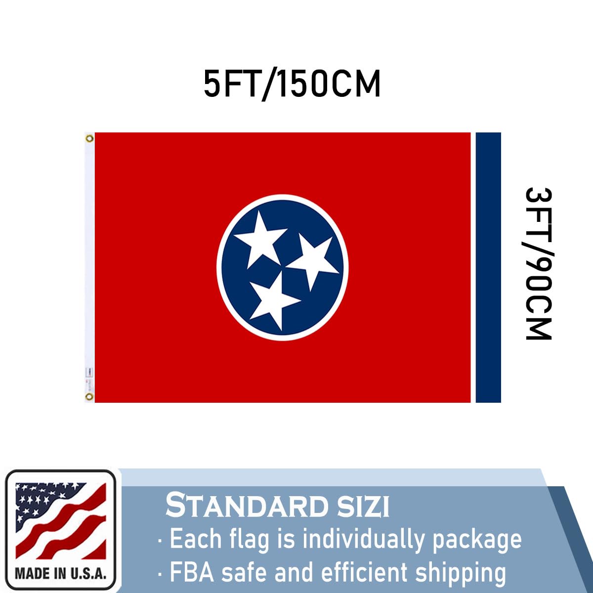 KeyCA Tennessee flag ideal for home or office decor.