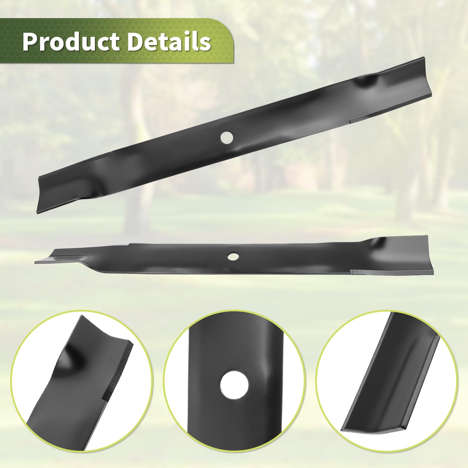Keycci high lift edge blade boosts suction for efficient mowing.