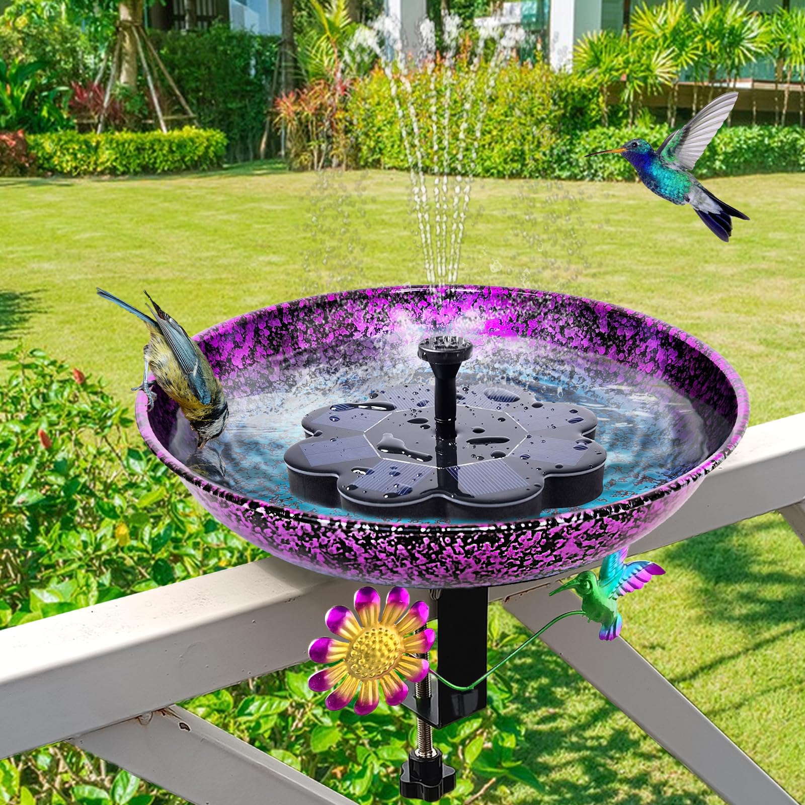 Keygift 11-inch bowl design complements garden decor while inviting birds