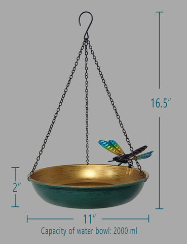 Keygift 11-inch green bronze birdbath highlighting durable metal finish