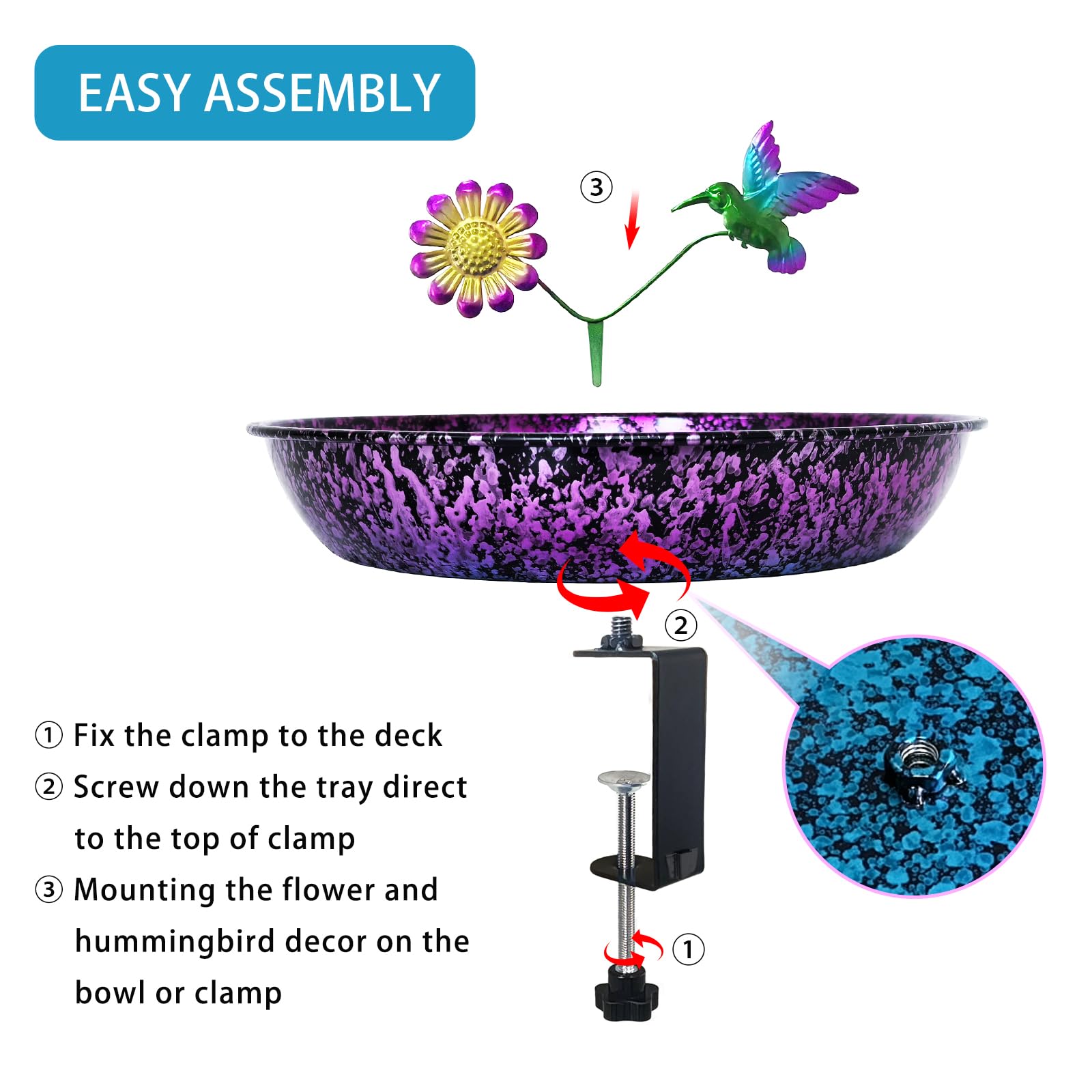 Keygift multi-use bird bath and feeder for water or seeds