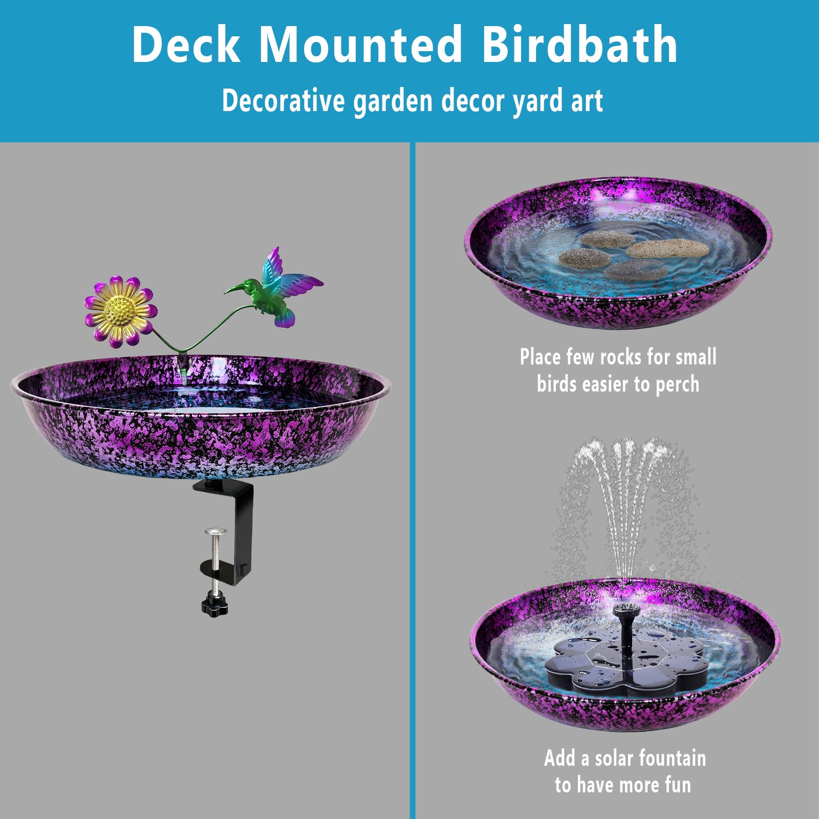 Keygift deck accessory supports solar pump or fountain for added fun