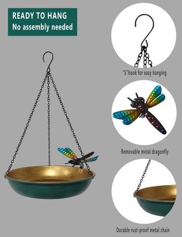 Keygift weatherproof metal birdbath built to endure outdoor conditions