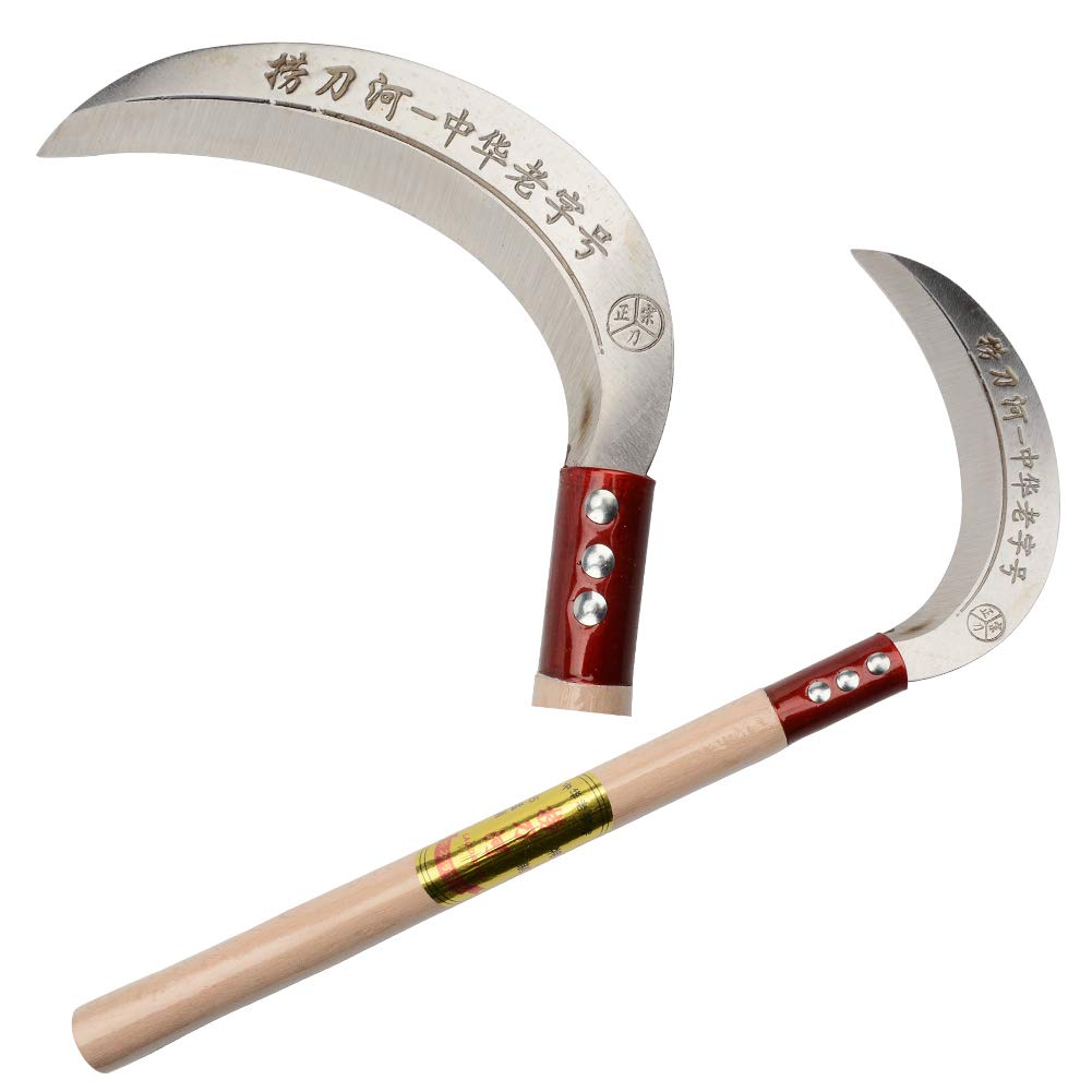 Keyi steel grass sickle handle with ergonomic grip for comfortable use.