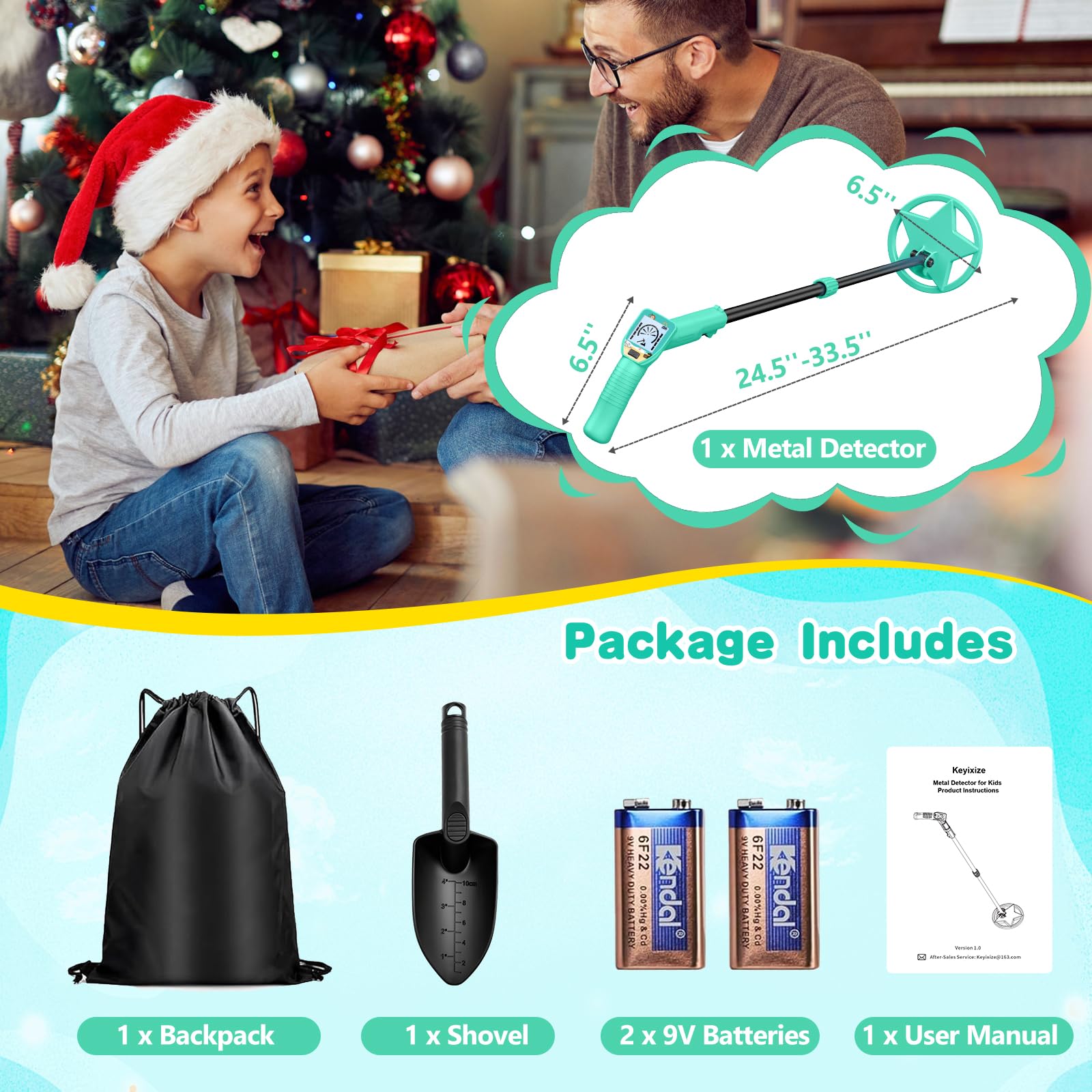 Keyixize kids detector suitable for beach and riverside treasure hunts.