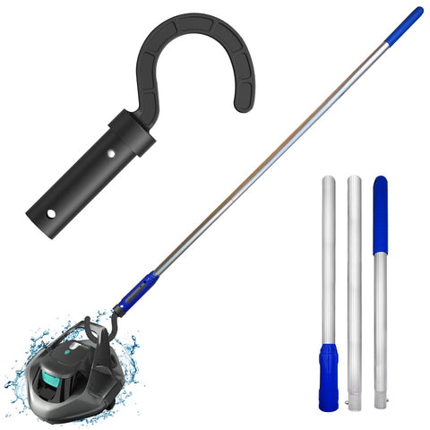 Keyrank hook for all robotic pool cleaners with pole; easy attachment improves pool cleaning setup.