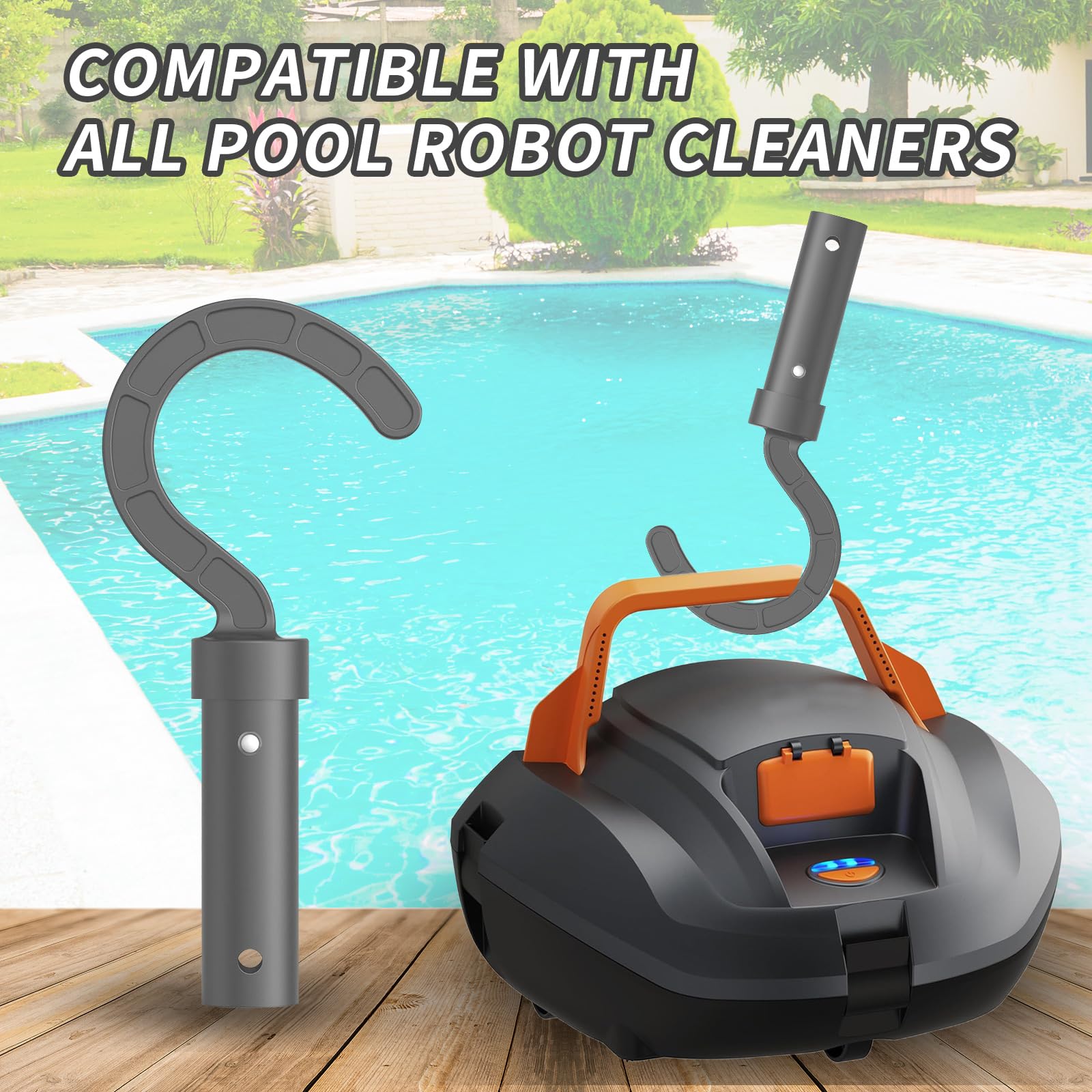 Keyrank Hook telescopic pole attachment keeps the pole ready for next clean.
