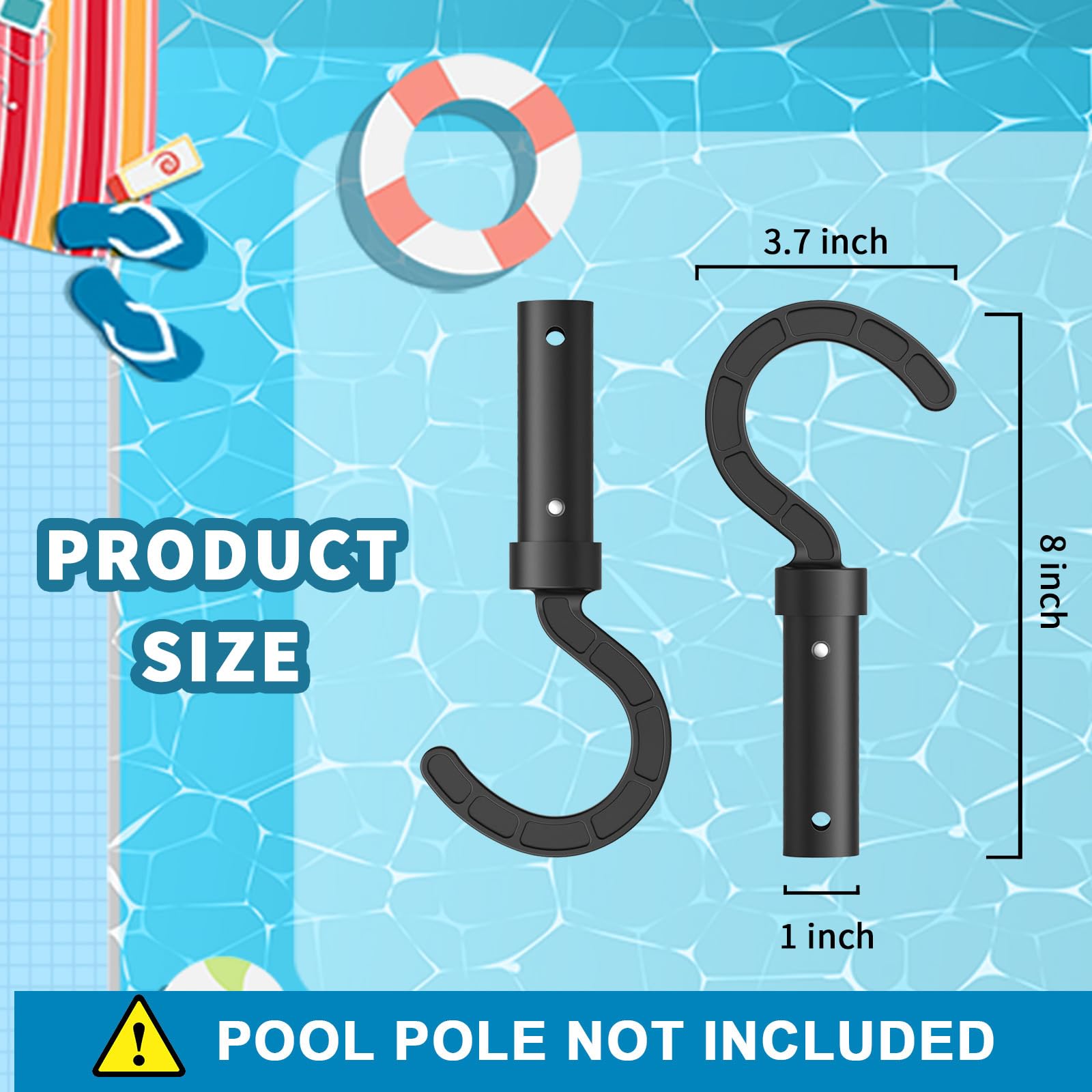 Keyrank pool hook's compact size fits standard pool poles