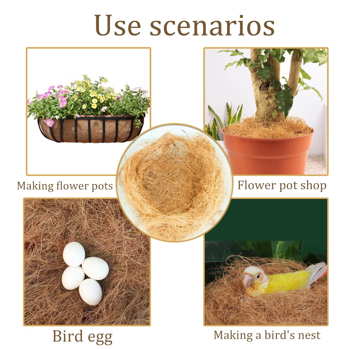 KFAREJGOAE clean coconut shell moss covering for natural plant aesthetics and dirt control.