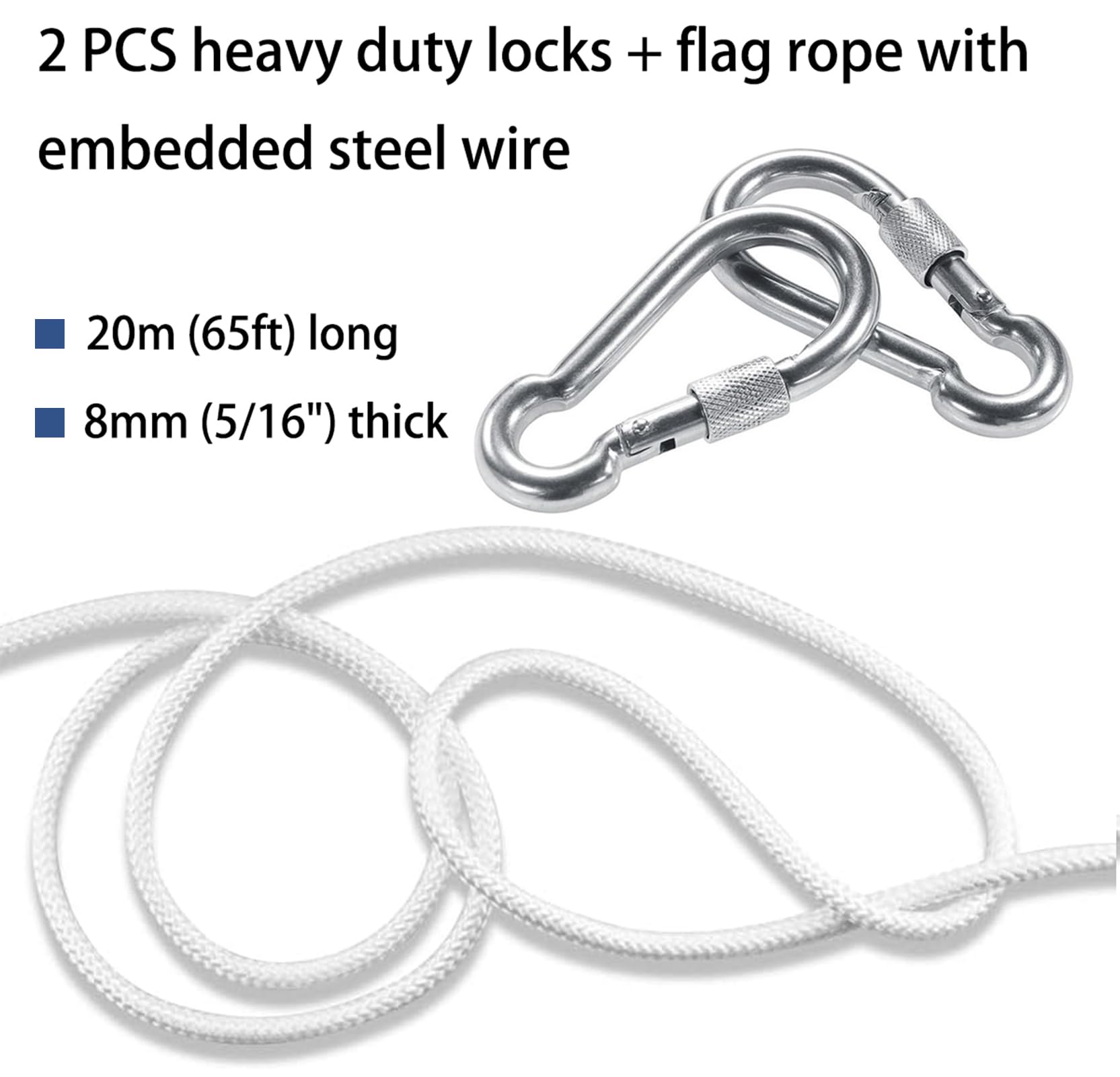 KFYIOE flag rope kit stainless clips secure attachments during windy displays.