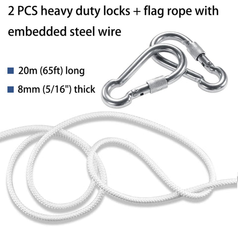 KFYIOE flag rope kit stainless clips secure attachments during windy displays.