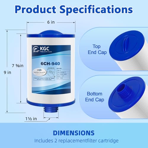 KGC 6CH-940 spa filter end-cap close-up showing durable construction.