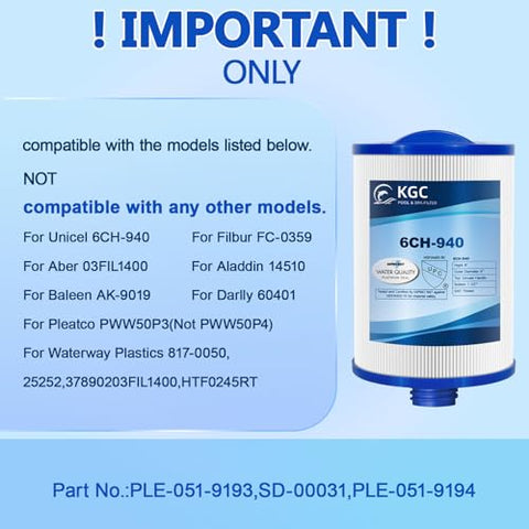 KGC 6CH-940 spa filter media detail highlighting trilobal filtration fabric.