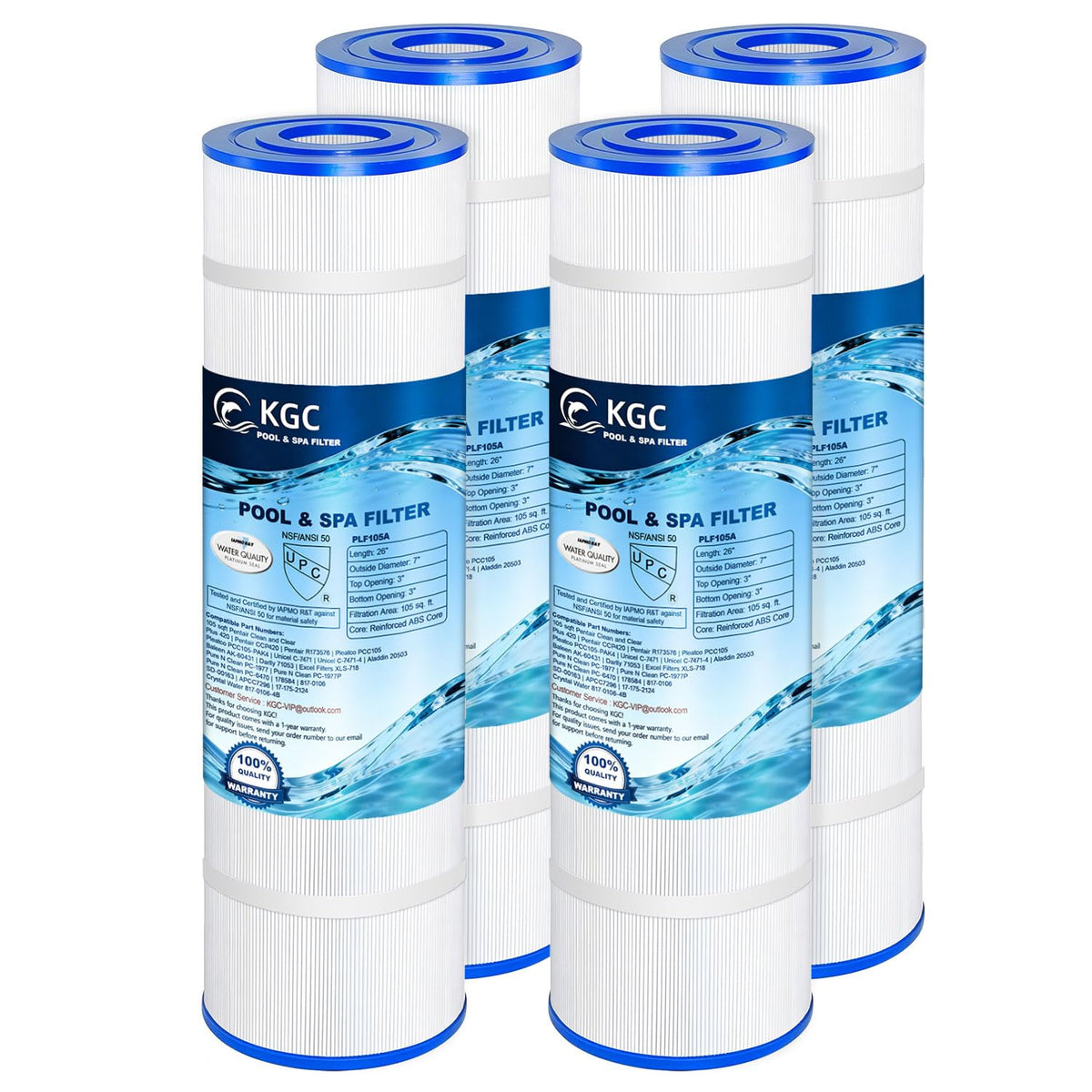 KGC PCC105 pack shot highlights four-pack value for pool maintenance.